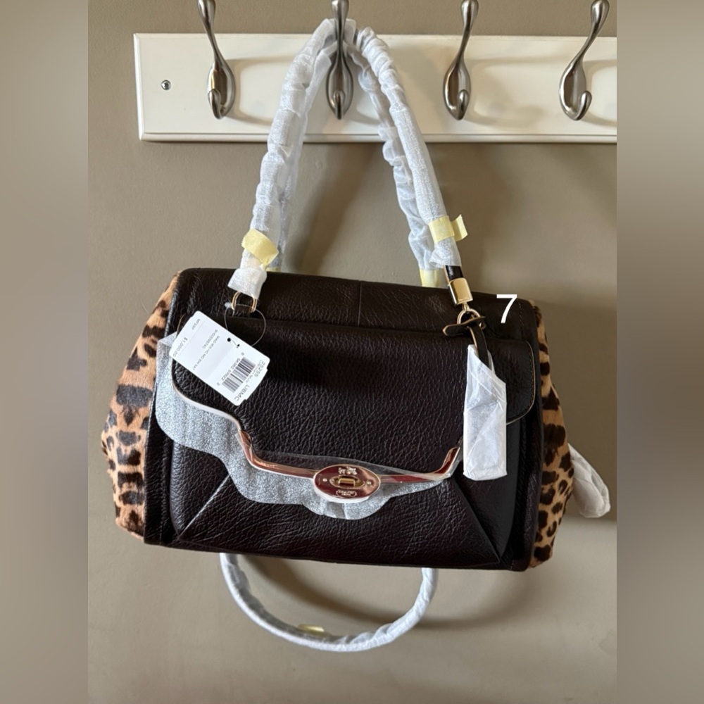 Coach Brown and Leopard Print Satchel